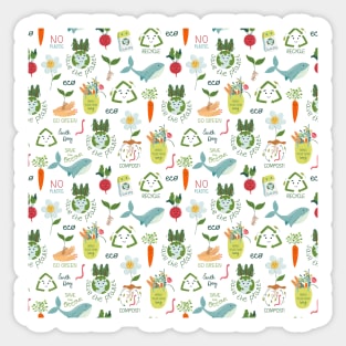 Eco theme seamless pattern Sticker